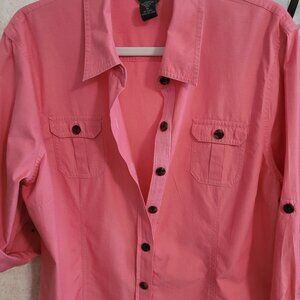Pink Womens Button Shirt Van Heusen Size XL